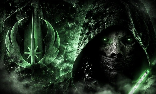 Green sci-fi masked character artwork